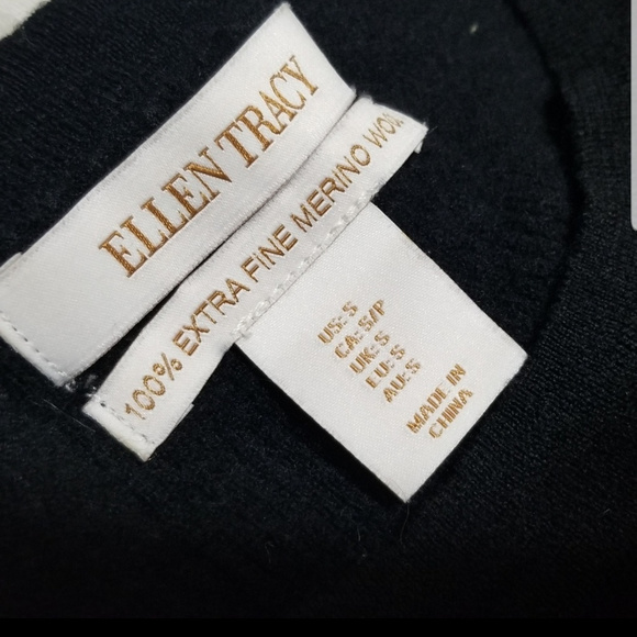 3/$20 ELLEN TRACY|Sweater Black S 100% Wool - Picture 2 of 7